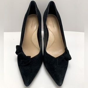 Banana Republic Black Suede Pointed Toe Heels with Bow